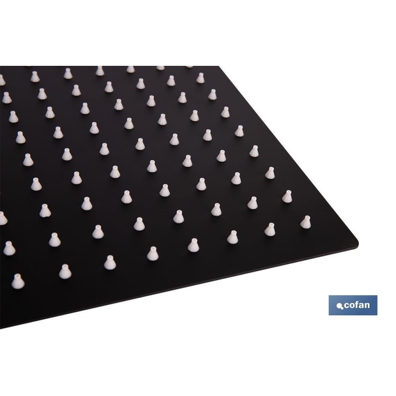 Cabezal de ducha cuadrado orientable | Diseño extrafino | Tecnología antical | Medidas: 24,5 x 24,5 cm | Disponible en acabado n