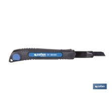 Cúter profesional de ABS | Con recubrimiento antideslizante TPR | Hoja negra ultra afilada SK2 | Bloqueo automático | Disponible