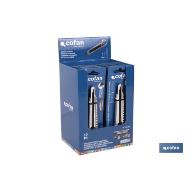 Expositor de cúteres de aluminio | Incluye 12 cúteres profesionales | Disponible en diferentes medidas