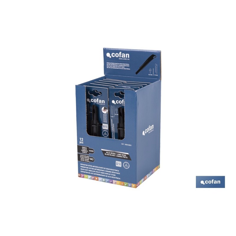 Expositor de cúteres antideslizantes | Incluye 12 cúteres de ABS| Disponible en diferentes medidas