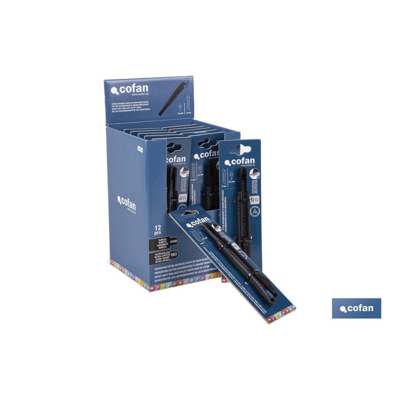 Expositor de cúteres antideslizantes | Incluye 12 cúteres de ABS| Disponible en diferentes medidas