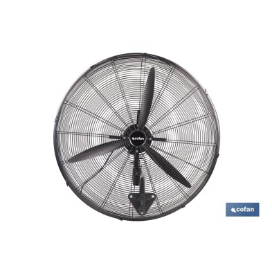Ventilador industrial de pared con 3 velocidades | Potencia: 200 W | Color: negro | Oscilación 80° | Fácil instalación | Medidas