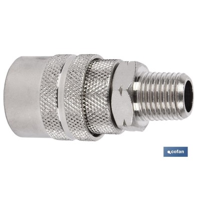 Enchufe rápido rosca macho 1/2 | Acoplador Hembra con rosca macho BSP 1/2 para instalaciones neumáticas